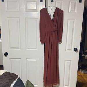 David's Bridal Long Sleeve Rust Dress